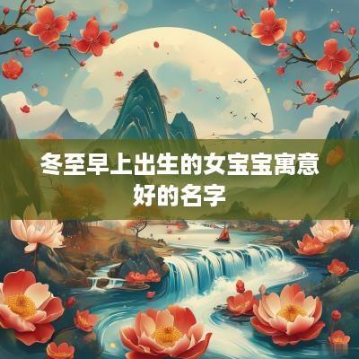 冬至早上出生的女宝宝寓意好的名字