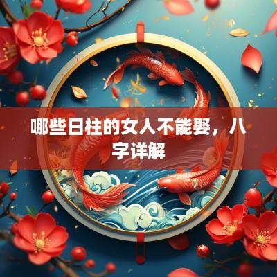 哪些日柱的女人不能娶，八字详解