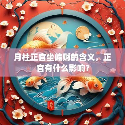 月柱正官坐偏财的含义，正官有什么影响？