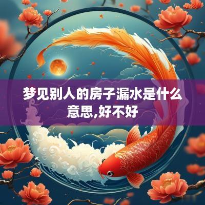 梦见别人的房子漏水是什么意思,好不好