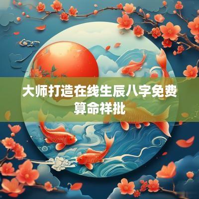 大师打造在线生辰八字免费算命祥批
