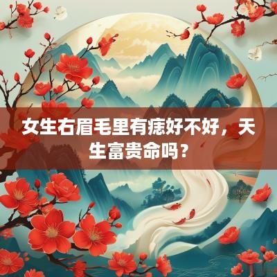 女生右眉毛里有痣好不好，天生富贵命吗？