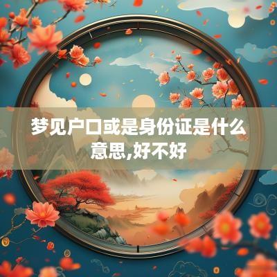 梦见户口或是身份证是什么意思,好不好