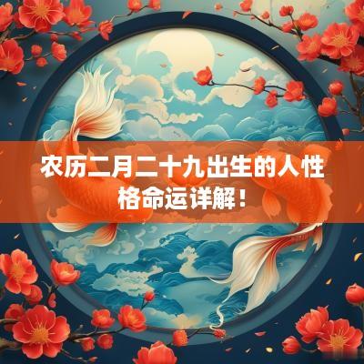 农历二月二十九出生的人性格命运详解！