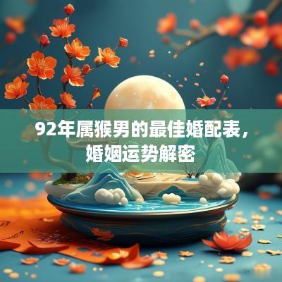92年属猴男的最佳婚配表，婚姻运势解密