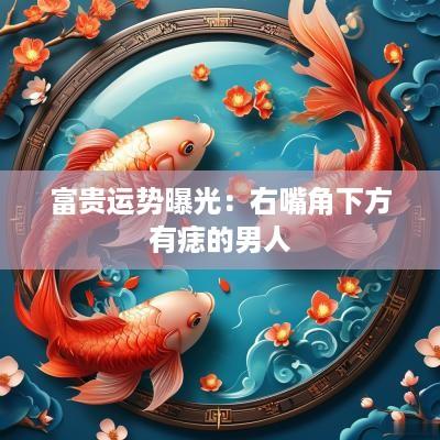 富贵运势曝光：右嘴角下方有痣的男人