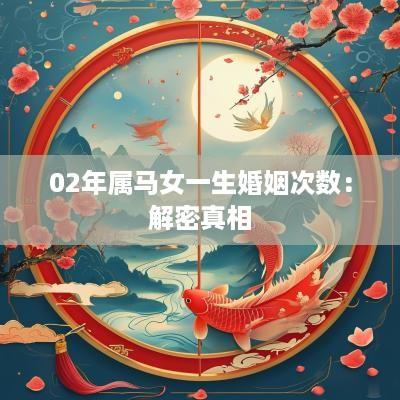 02年属马女一生婚姻次数：解密真相