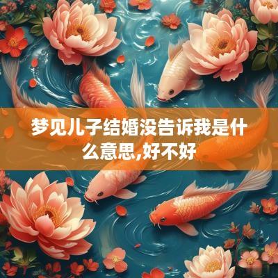 梦见儿子结婚没告诉我是什么意思,好不好