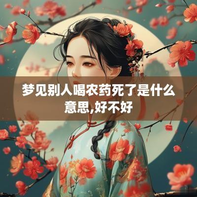 梦见别人喝农药死了是什么意思,好不好