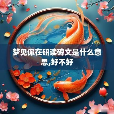 梦见你在研读碑文是什么意思,好不好