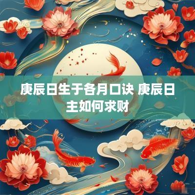 庚辰日生于各月口诀 庚辰日主如何求财