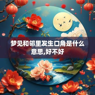 梦见和邻里发生口角是什么意思,好不好
