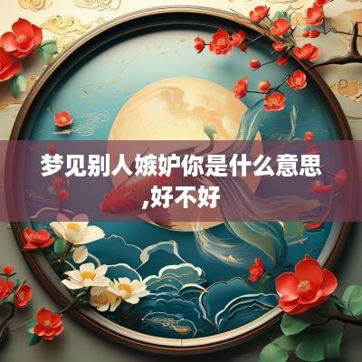 梦见别人嫉妒你是什么意思,好不好
