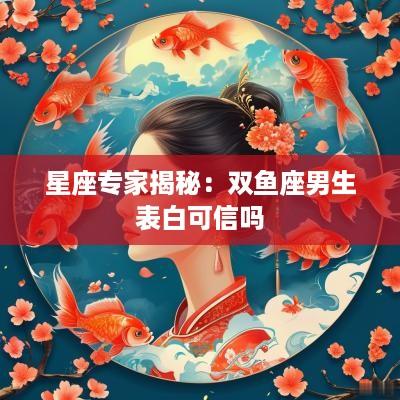 星座专家揭秘：双鱼座男生表白可信吗