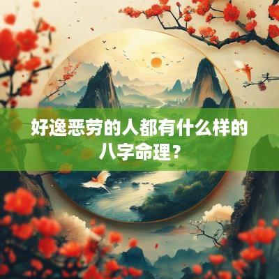 好逸恶劳的人都有什么样的八字命理？