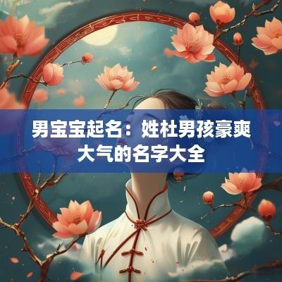 男宝宝起名：姓杜男孩豪爽大气的名字大全
