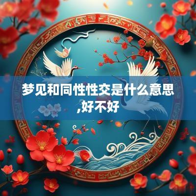 梦见和同性性交是什么意思,好不好