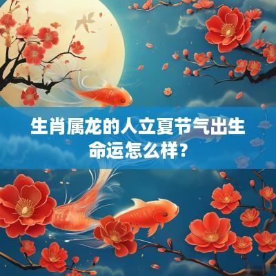 生肖属龙的人立夏节气出生命运怎么样？