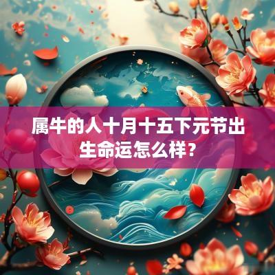 属牛的人十月十五下元节出生命运怎么样？