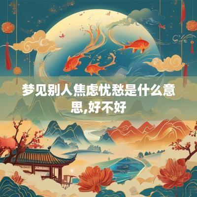 梦见别人焦虑忧愁是什么意思,好不好
