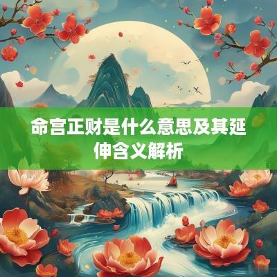 命宫正财是什么意思及其延伸含义解析