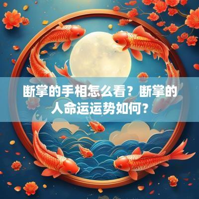 断掌的手相怎么看？断掌的人命运运势如何？