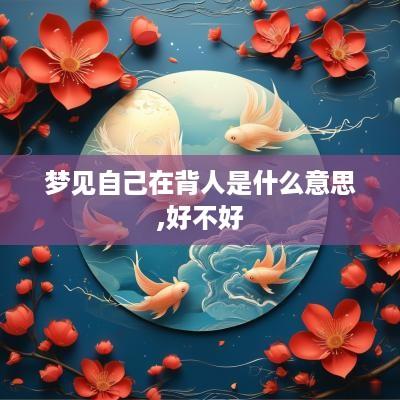 梦见自己在背人是什么意思,好不好