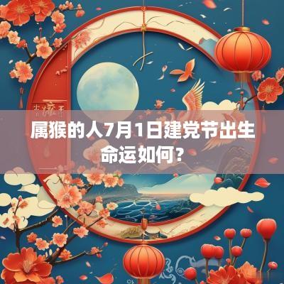 属猴的人7月1日建党节出生命运如何？