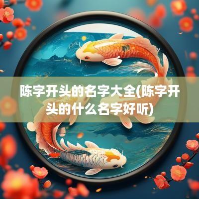 陈字开头的名字大全(陈字开头的什么名字好听)