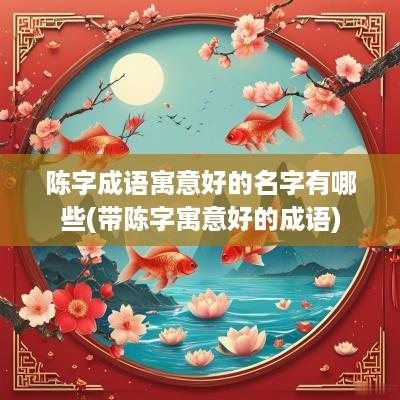 陈字成语寓意好的名字有哪些(带陈字寓意好的成语)