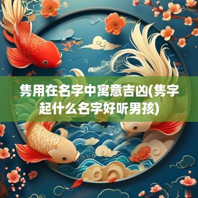 隽用在名字中寓意吉凶(隽字起什么名字好听男孩)