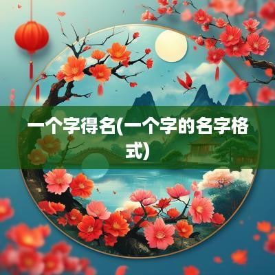 一个字得名(一个字的名字格式)