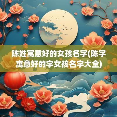 陈姓寓意好的女孩名字(陈字寓意好的字女孩名字大全)