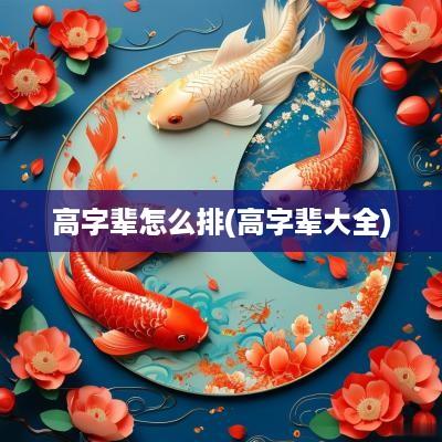 高字辈怎么排(高字辈大全)
