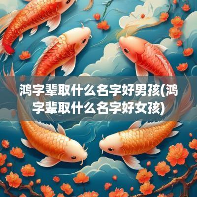 鸿字辈取什么名字好男孩(鸿字辈取什么名字好女孩)