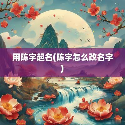 用陈字起名(陈字怎么改名字)