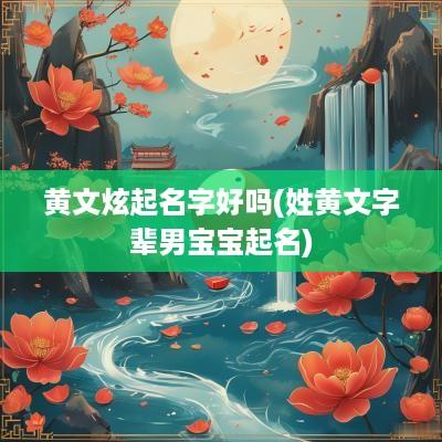黄文炫起名字好吗(姓黄文字辈男宝宝起名)
