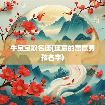 牛宝宝取名瑾(瑾宸的寓意男孩名字)