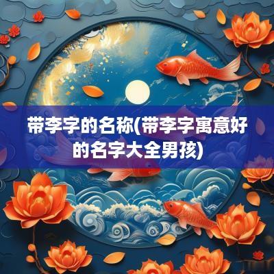 带李字的名称(带李字寓意好的名字大全男孩)