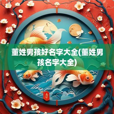 董姓男孩好名字大全(董姓男孩名字大全)