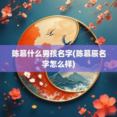 陈慕什么男孩名字(陈慕辰名字怎么样)