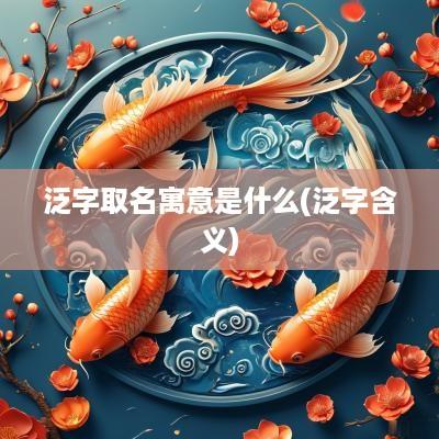 泛字取名寓意是什么(泛字含义)