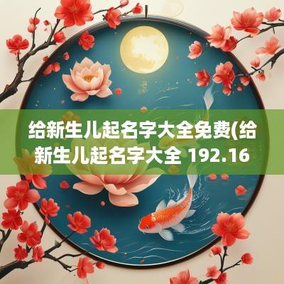 给新生儿起名字大全免费(给新生儿起名字大全 192.168.0.1)