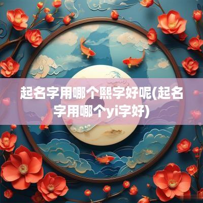 起名字用哪个熙字好呢(起名字用哪个yi字好)