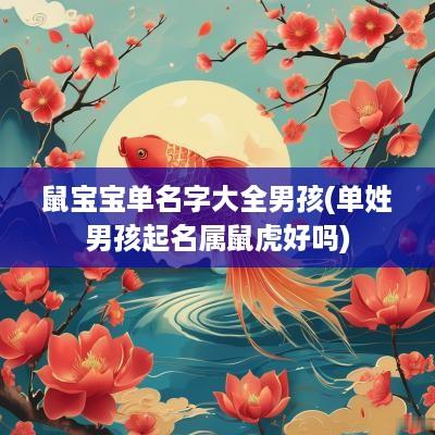 鼠宝宝单名字大全男孩(单姓男孩起名属鼠虎好吗)