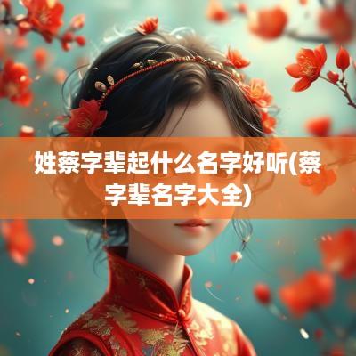 姓蔡字辈起什么名字好听(蔡字辈名字大全)