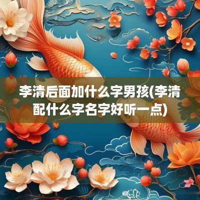 李清后面加什么字男孩(李清配什么字名字好听一点)