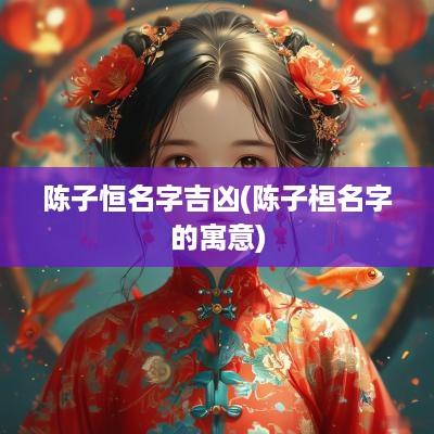 陈子恒名字吉凶(陈子桓名字的寓意)