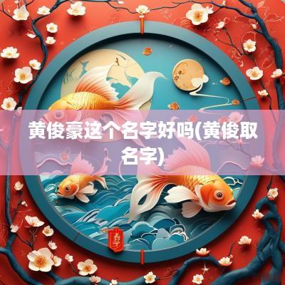 黄俊豪这个名字好吗(黄俊取名字)