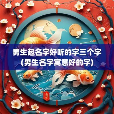男生起名字好听的字三个字(男生名字寓意好的字)